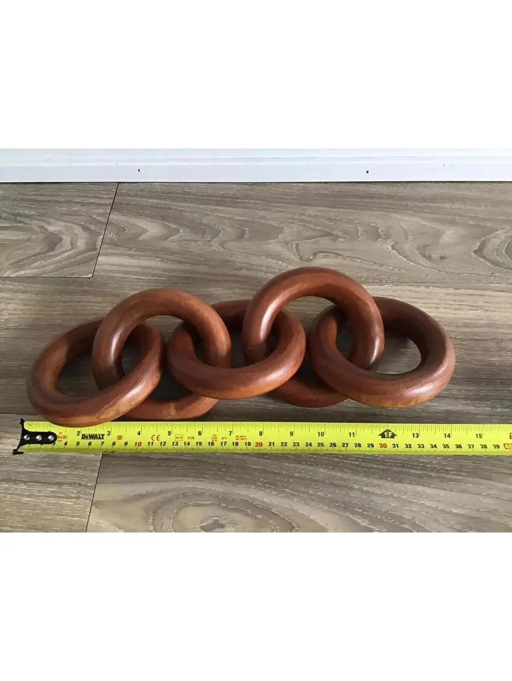 Dark Brown Wooden Chain Knot Boho Interlocking Centrepiece Home Decor New